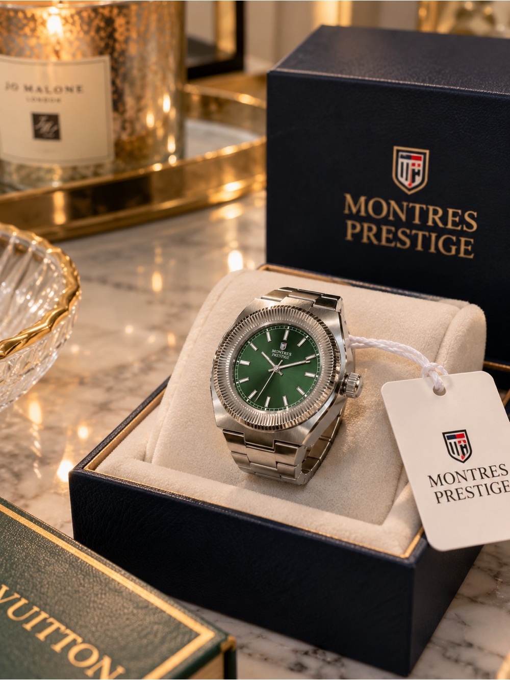 Montres Prestige MPW-0382 Green Mini Ring Watch NWT